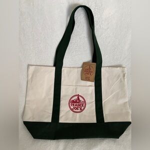 NWT Trader Joe's Canvas Reusable Tote Bag, Green